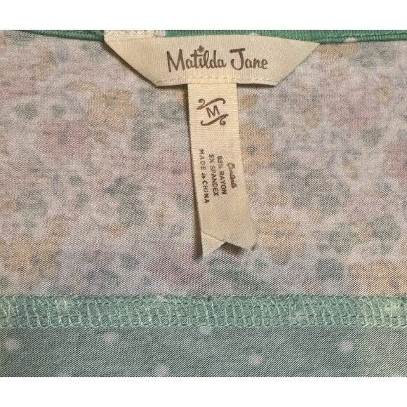 Matilda Jane Dream Chasers Free To Be Top Floral Green Polka Dot Womens M Boho - Picture 5 of 7